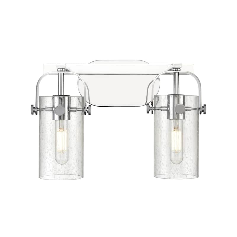 Innovations Lighting 423-2W-10-15 Pilaster II Cylinder Vanity Pilaster - Polished Chrome / Seedy