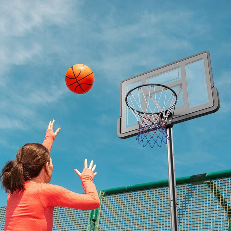 44" Backboard Portable Basketball Hoop System, Adjustable 4-10ft - 44 inches