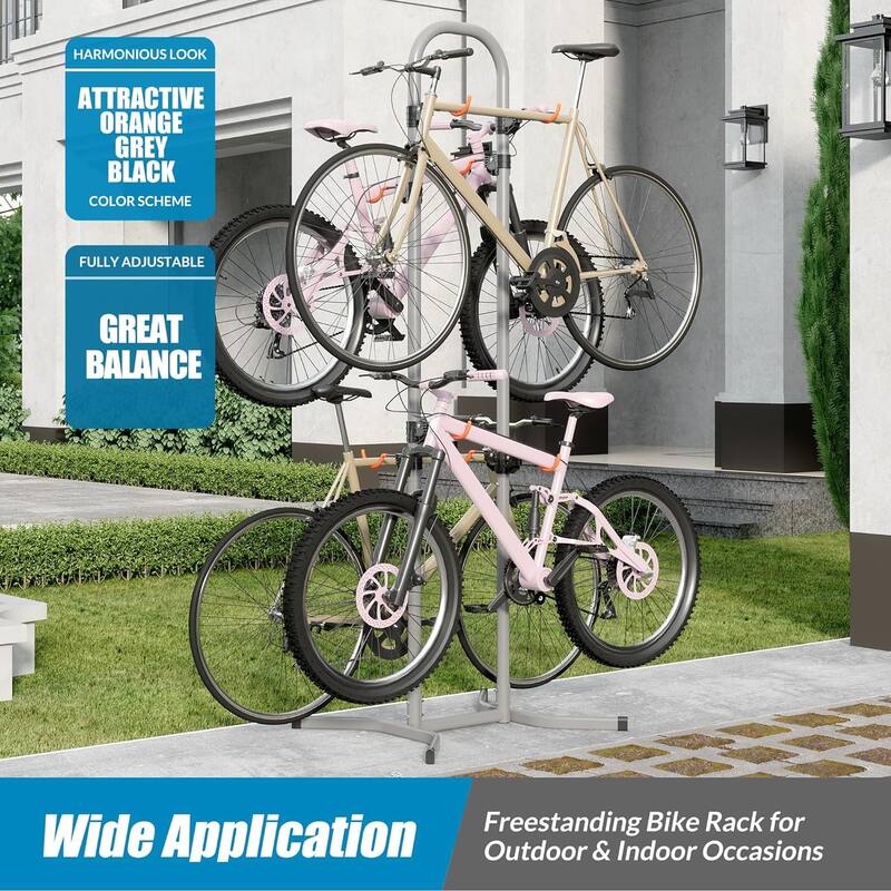 Suchtale 4 Bike Rack, Bicycle Rack, Garage Home Bike Storage Rack, Freestanding Gravity Bike Stand
