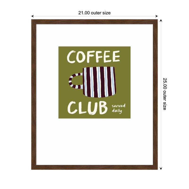 Kate and Laurel Coffee Club Kitchen Sage Green by Lucky Guava Framed Wall Art Print