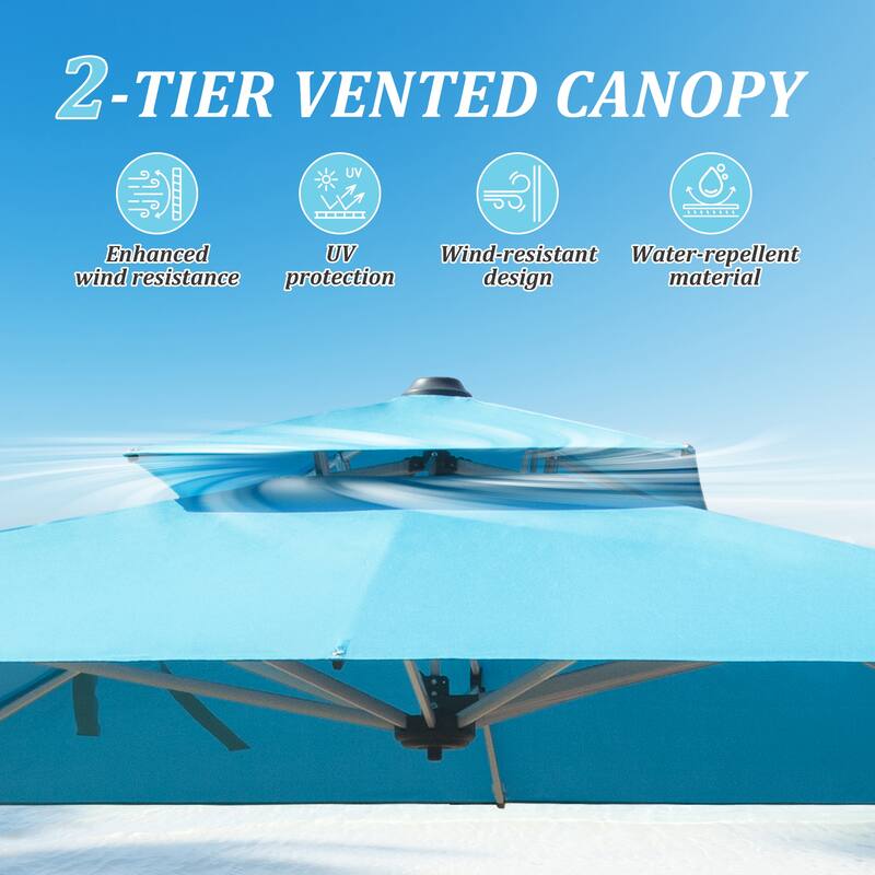 9 ft. Aluminum Cantilever Tilt Patio Umbrella with Center Pole, Lake Blue (Base Not Included)