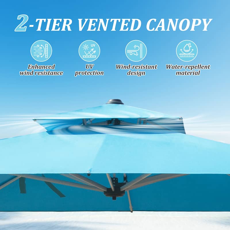 9 ft. Aluminum Cantilever Tilt Patio Umbrella with Center Pole (Base Not Included)