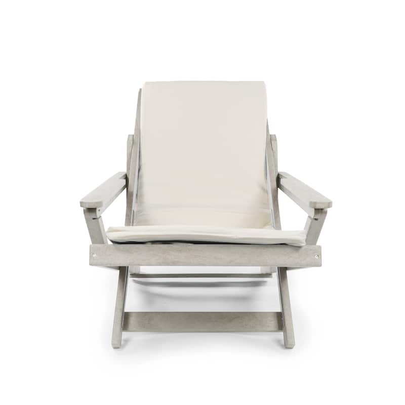 Aspen Fully Assembled All-Weather HDPE Outdoor Folding Lounge Chair with Removable Cushion