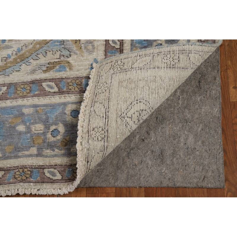 Tabriz Persian Area Rug Hand-Knotted Floral Beige Wool Carpet - 8'2"x 11'0"