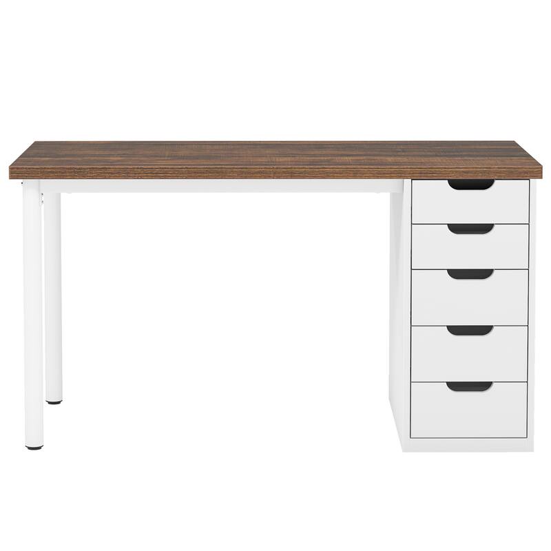 Modern Vanity Desk with 5 Reversible Drawers, Multiple Storage Makeup Desk, Christmas Gift for Home Use