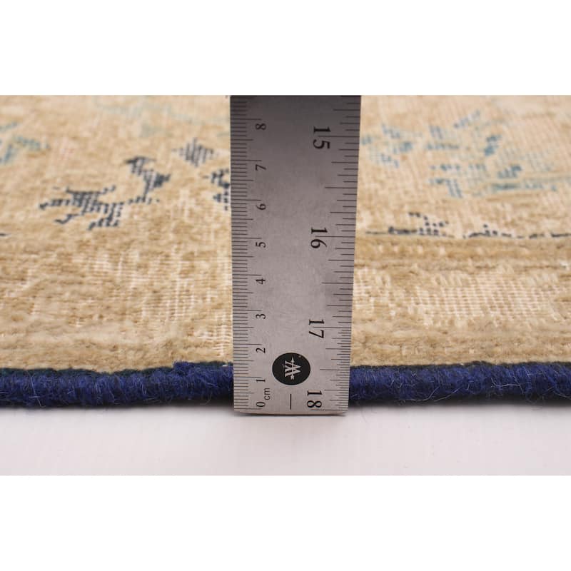 ECARPETGALLERY Hand-knotted Antalya Vintage Navy, Khaki Wool Rug - 9'8 x 13'2