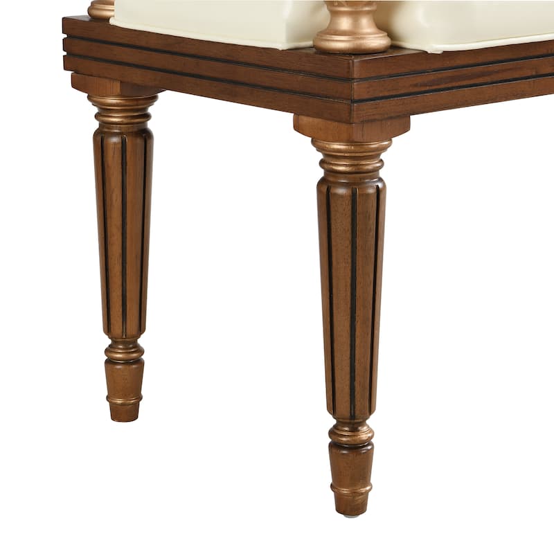 Christopher Knight Home - Mid-Century PU Leather Upholstered Bench with Button-Tufted Seat & Solid Wood Frame - 50"W