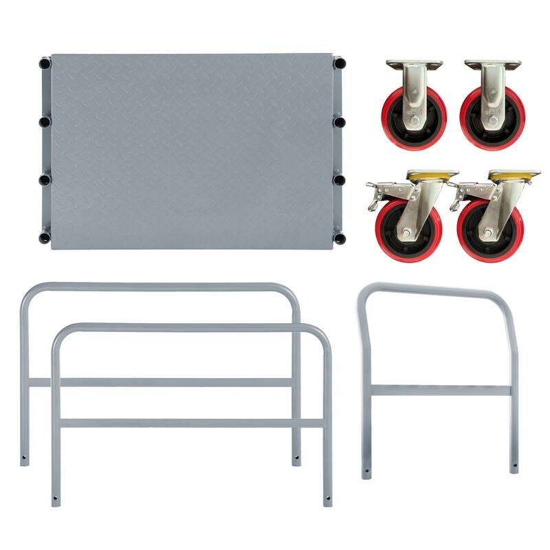 Heavy Duty Steel Panel Truck - 2000 lbs Drywall & Lumber Cart with 6" Swivel Brake Casters, Handrails, 36"x24"