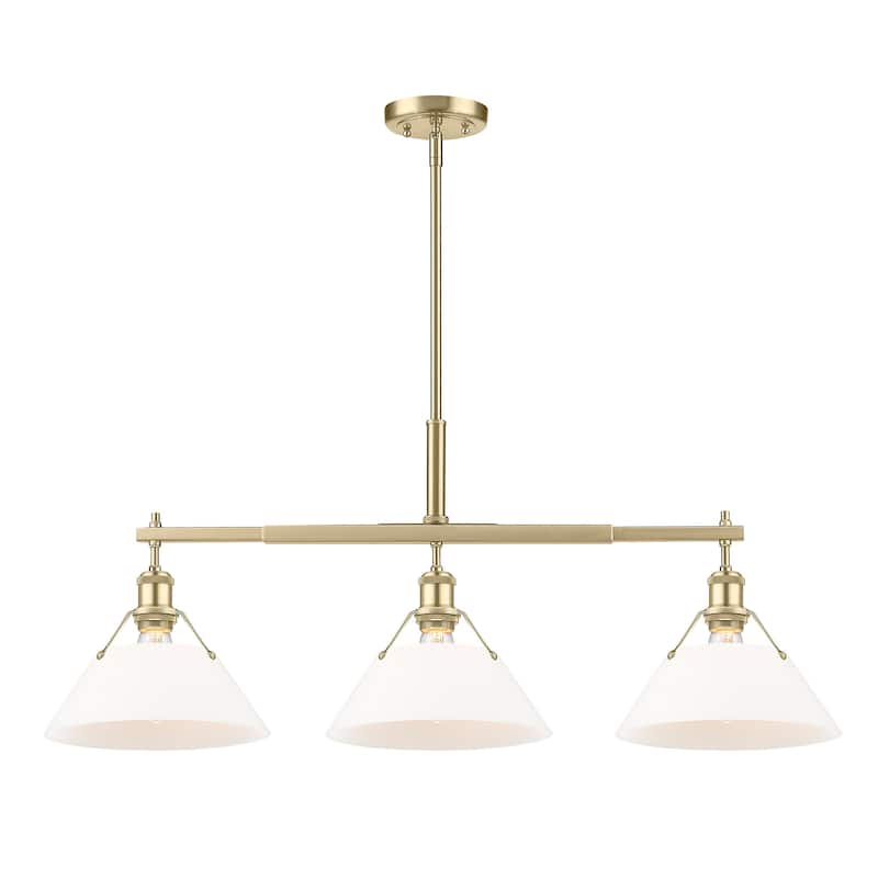 Yep by Golden Lighting Orwell 3-light Island Light in Brushed Champagne Brass and Opal Glass - Gold