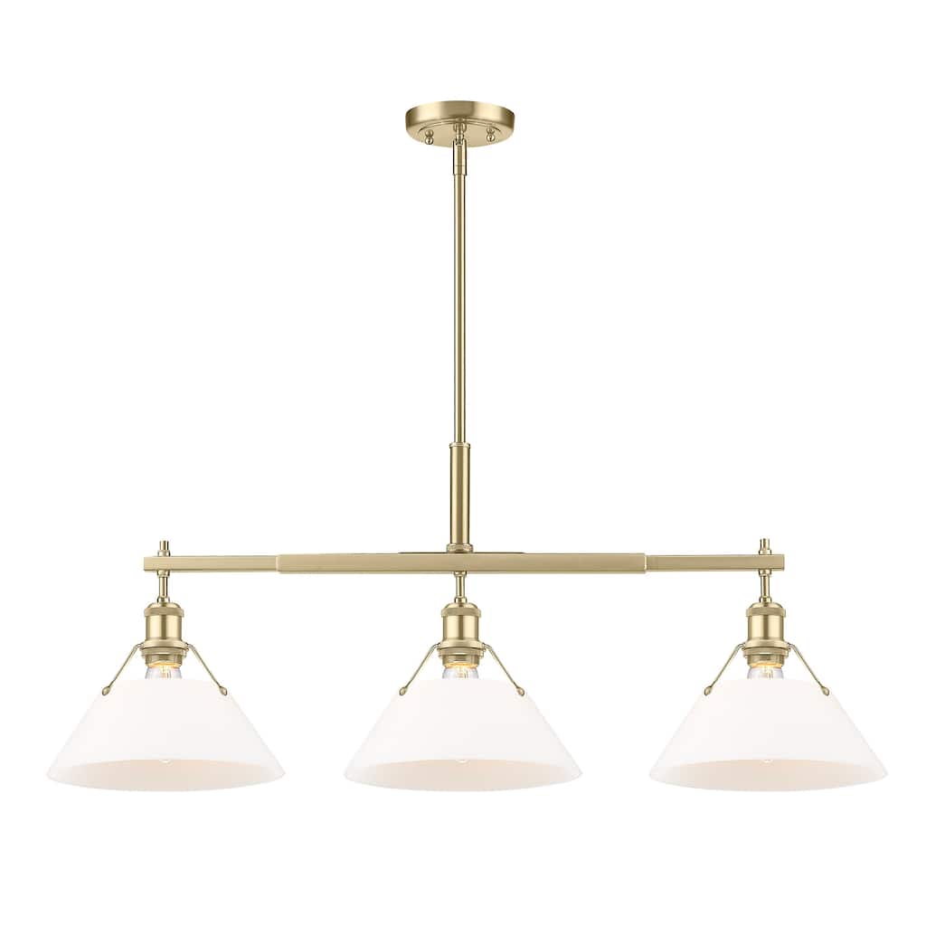 Yep by Golden Lighting Orwell 3-light Island Light in Brushed Champagne Brass and Opal Glass - Gold