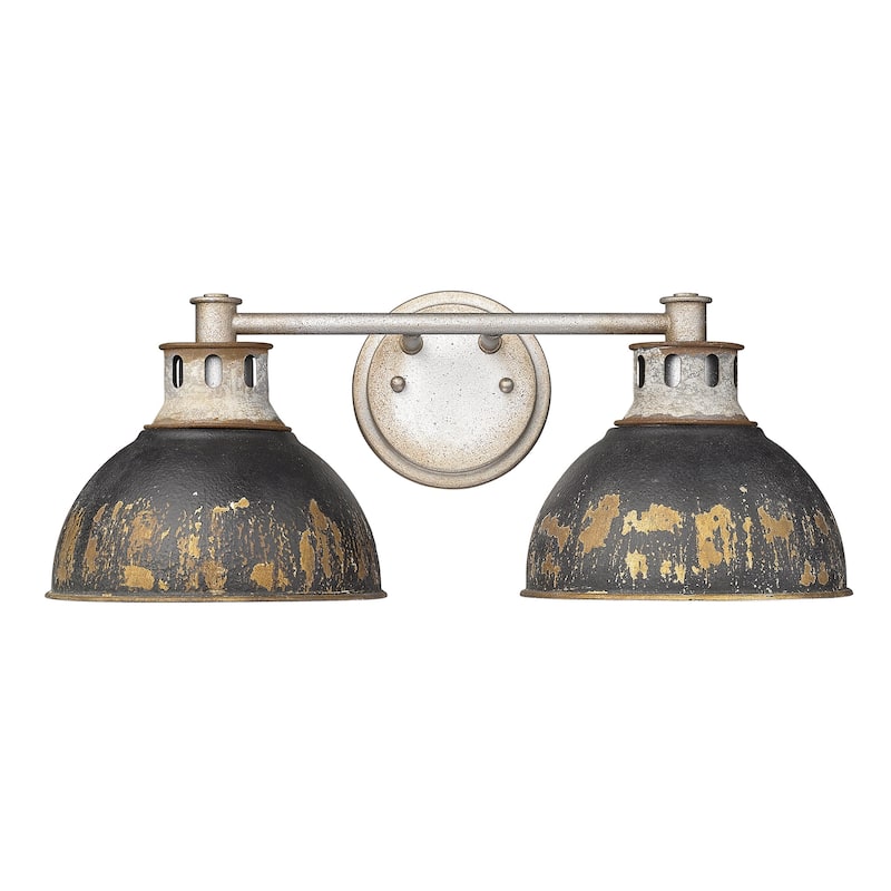 Golden Lighting Kinsley 2-light Vanity in Antique Black Iron shade