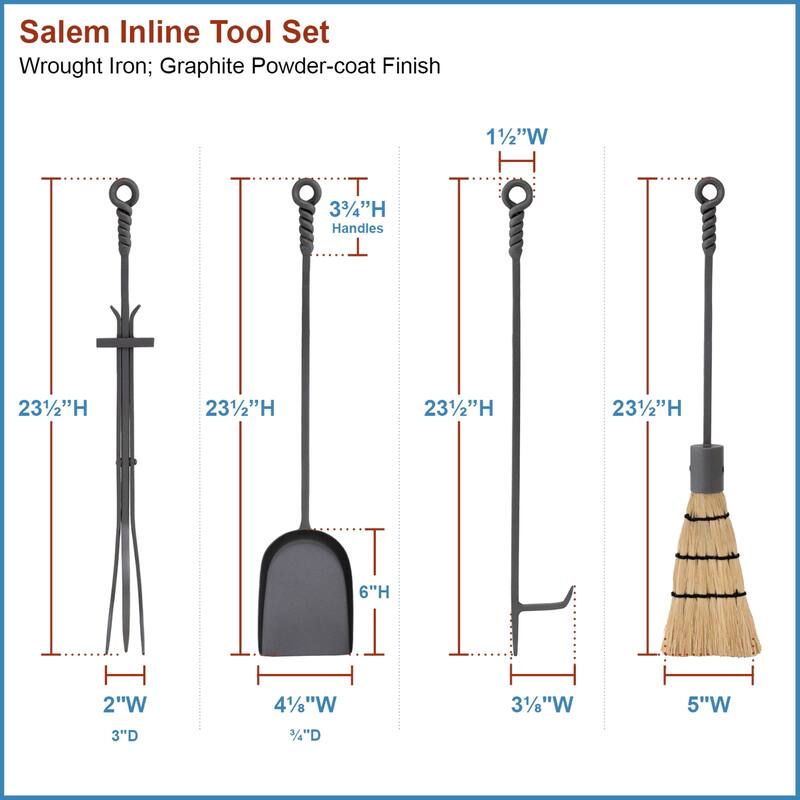 Achla Designs 26 in. H. Salem Inline Tool Set, Black