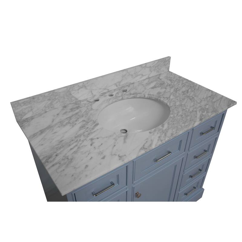 KitchenBathCollection Aria 42" Bathroom Vanity with Carrara Marble Top