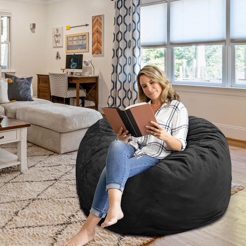 Bean Bag Chair 4Ft Memory Foam Filled Blue