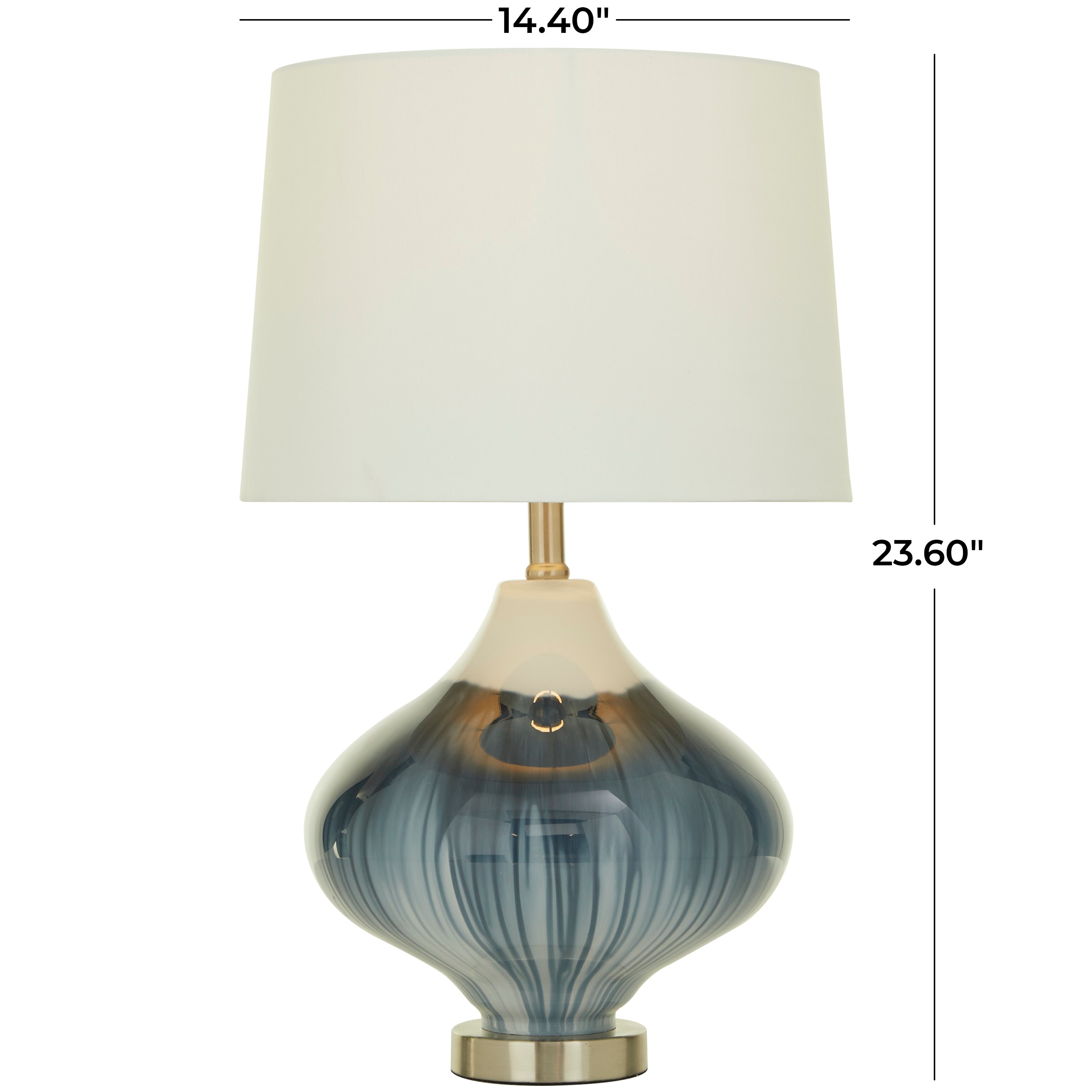 Blue Glass Gourd Style Base Room Table Lamp with Drum Shade On Sale Bed Bath Beyond 35872237