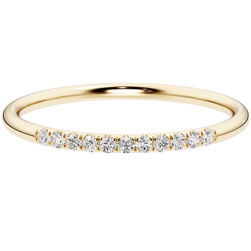 14k Gold Plated Sterling Silver Lab Diamond 1/10 ct Stacking Ring Band