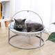 Luxury Soft Comfy Plush Cat Bed Hammock Detachable Pet Bed with Dangling Ball - Beige - 17.9"L x 17.9"W x 7.9" H
