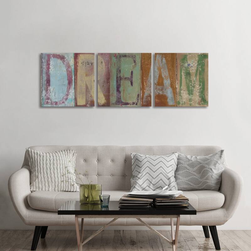 iCanvas "DREAM" by Patricia Pinto 3-Piece Canvas Wall Art Set - 24x72x1.5