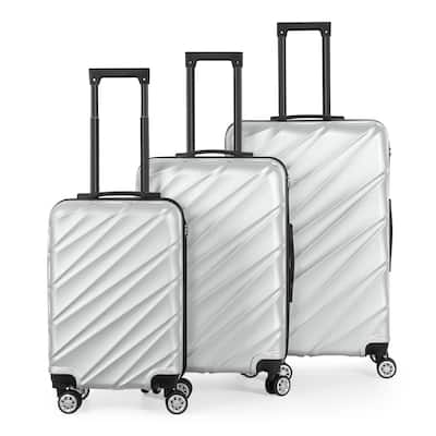 Twill Stripe Luggage Travel 3-Piece Set Silver