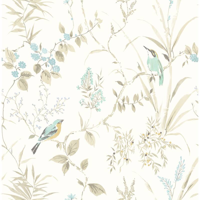 Compton, Imperial Garden Blue Botanical, 33' L X 20.5 W, Wallpaper Roll
