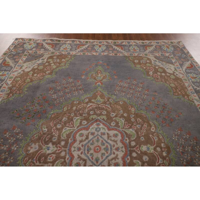 Over-Dyed Tabriz Persian Vintage Area Rug Hand-Knotted Wool Carpet - 8'1"x 10'8"