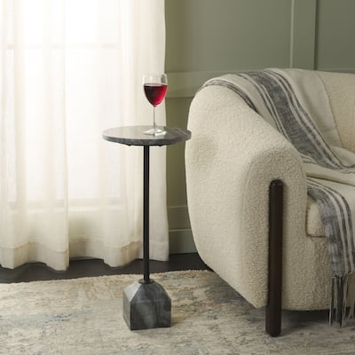 SAFAVIEH Doralice Round Marble Top Drink Table (Fully Assembled) - 10.5 In. W x 10.5 In. D x 23.5 In. H - 11Wx11Dx24H