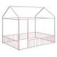 preview thumbnail 4 of 14, Full Size Metal House Bed Frame with Roof and Fence, Playhouse Design for Kids and Teens, Sturdy and Fun Sleeping Space