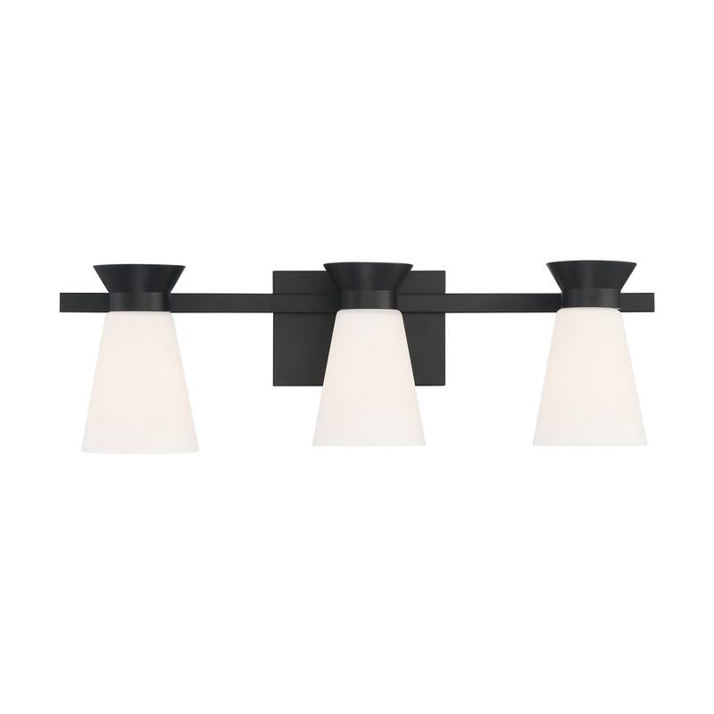 Caleta 3-Light Vanity with Cylindrical Glass Black Finish