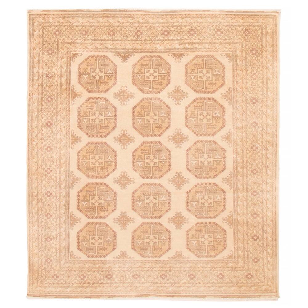 ECARPETGALLERY Hand-knotted Peshawar Finest Cream Wool Rug - 7'11 x 8'11