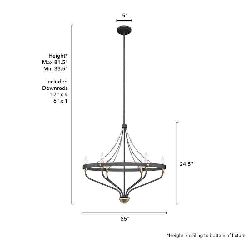 Hunter Merlin Geometric Metal Chandelier - Foyer, Dining Room, Living Room - Industrial, Contemporary