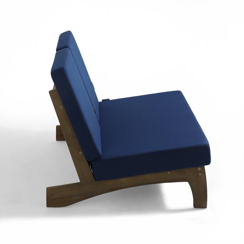 2-Piece Outdoor Teak Wood Loveseat Patio Set with Side Table