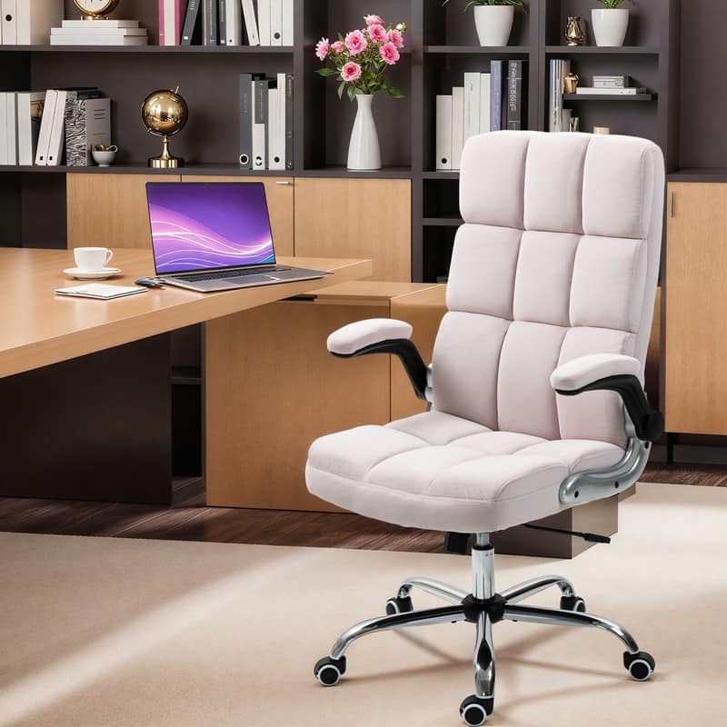 AVAWING Velvet Ergonomic Office Chair: Executive Desk Chair with Adjustable Height & 360° Swivel - Pink 1