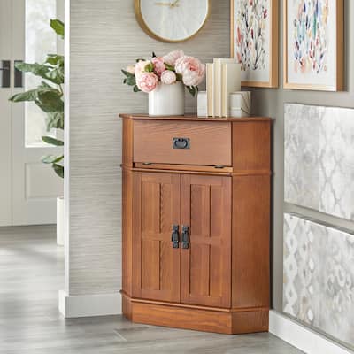 Simple Living Mission Wood Corner Cabinet - 34"h x 24"w x 18"l