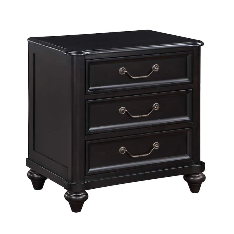 Kimberly 3-Drawer Nightstand - Charcoal Brown