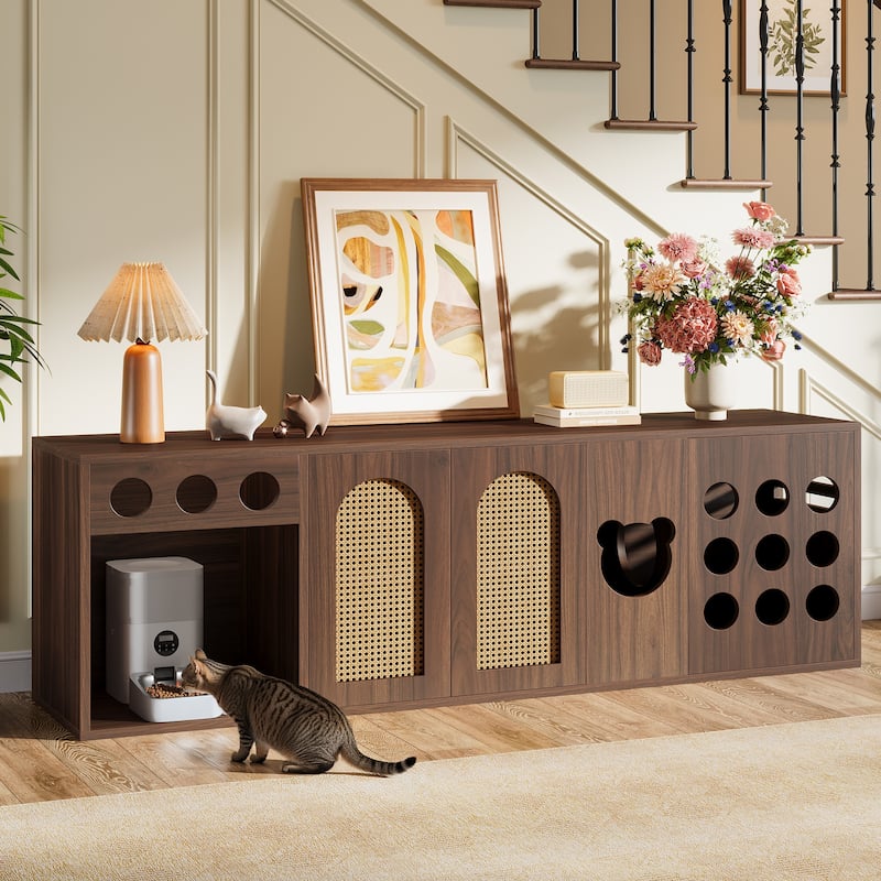 70.9-Inch Cat Litter Box Enclosure, Extra Large Box Furniture Cabinet