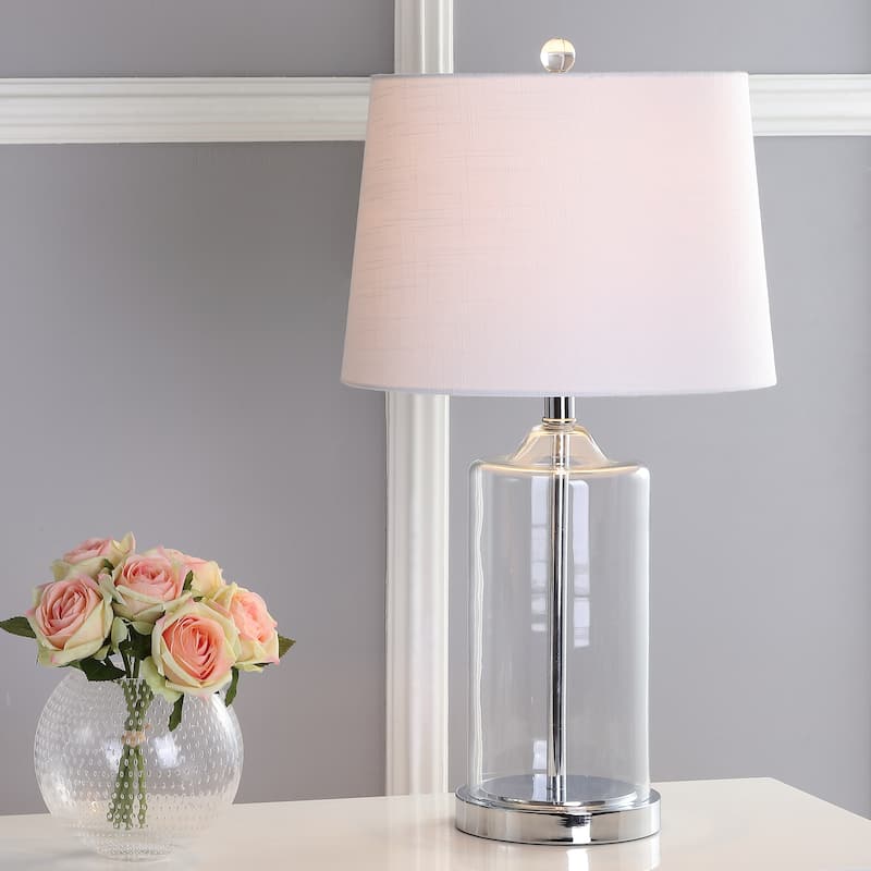 Oslo 25" Glass LED Table Lamp, Clear/Chrome by JONATHAN Y