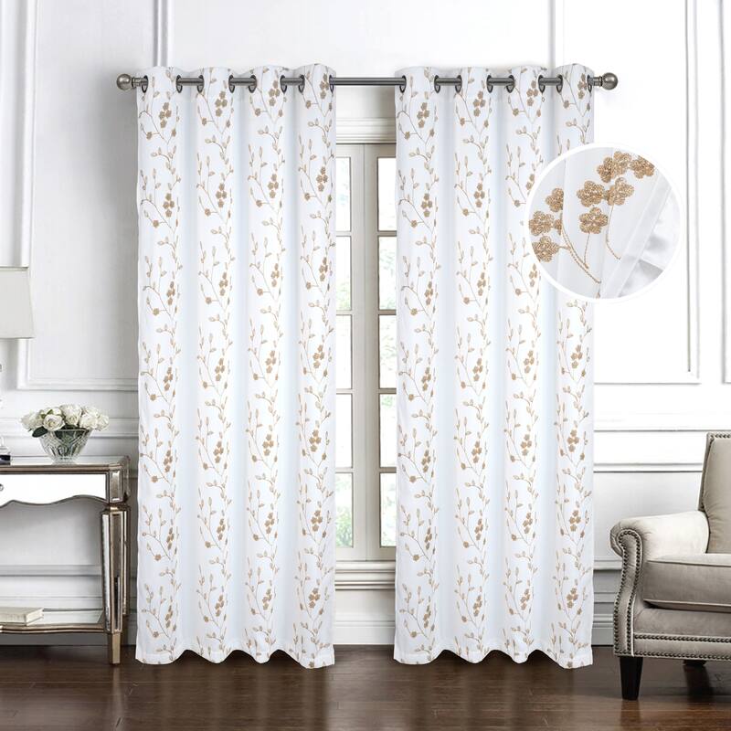 Lilian Embroidered Privacy Window Curtain Panel 84" or 95"
