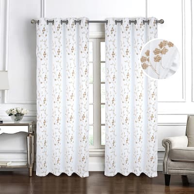 Lilian Embroidered Privacy Window Curtain Panel 84" or 95"