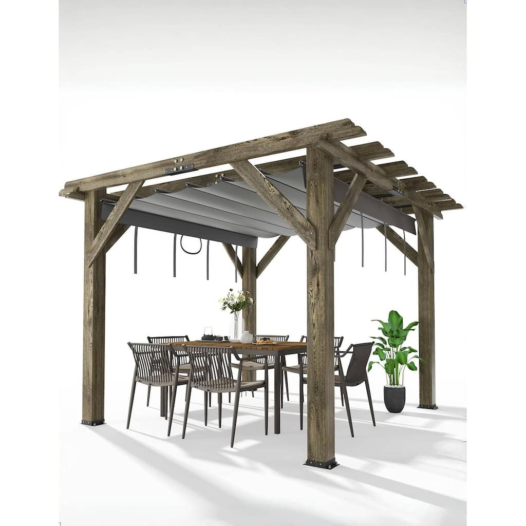 Cedar Wood Pergola with Solid Structure, for Backyard, Deck, Garden, Outdoor Entertaining