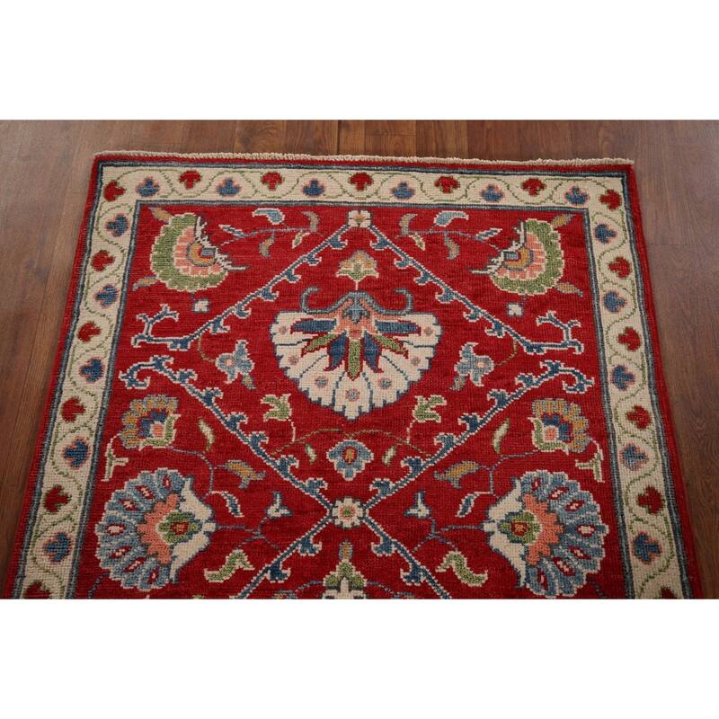 Red Kazak Runner Rug Handmade Traditional Wool Carpet - 2'9" x 9'8"