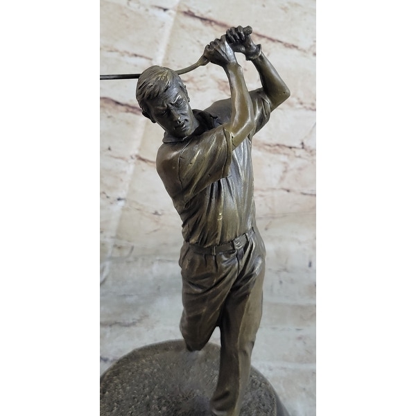 12 Inches Tall Bronze Statue Vintage Golfer Golfing Trophy Bobby