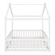 preview thumbnail 8 of 7, White Full Size Wood House Bed Frame with Roof and Fence, for Kids, Teens, Girls, Boys
