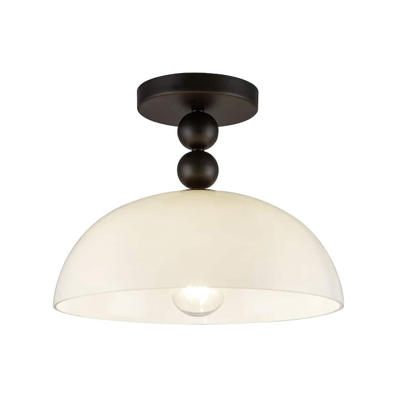 Alora Lighting SF459012 Paisley 12" Wide Semi-Flush Ceiling Fixture - Matte Black / Glossy Opal Glass