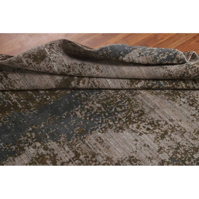 Multi-Color Abstract Area Rug Handmade Wool Carpet - 5'3" x 8'4"