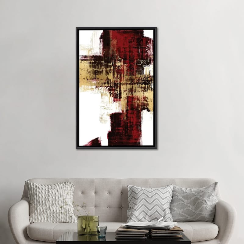 iCanvas "Kinetic Gold on Red I" by Alex Wise Framed