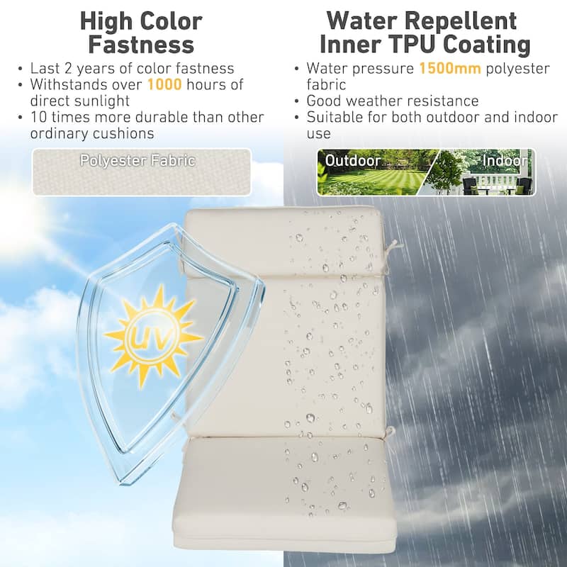 Aoodor Outdoor High Back Dining Chair Cushion Set, 44"x21"x3.2", Set of 4 - 44"x21"x3.2"
