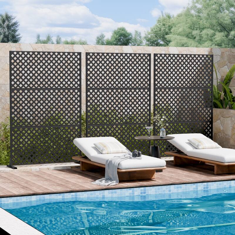 Outdoor Rectangle Privacy Screens Metal Screen Fence Panel Set of 2