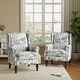 preview thumbnail 13 of 85, 2 Set Transitional Patterned Wingback Accent Chairs with NailHead Plants Blue
