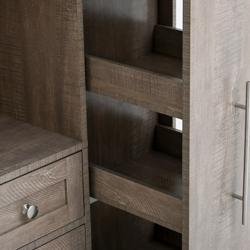 52.8" Farmhouse Buffet Cabinet with Hutch, Kitchen Pantry Storage Cupboard with Pull-Out Side Cabinet, Door Shelves and Drawer