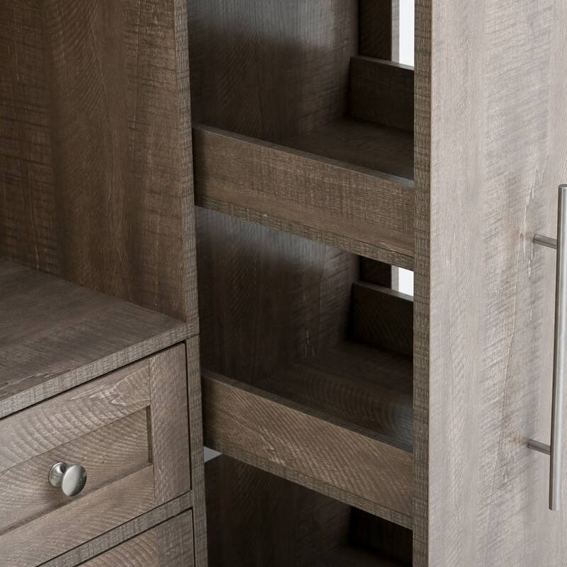 Roomfitters Traditional Buffet with Hutch, 52.8" Freestanding Kitchen Pantry Cabinet with Pull-Out Side Cabinet and Storage